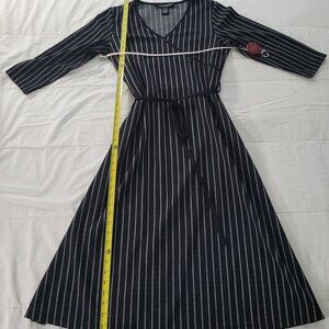 Pinstripe belted dress